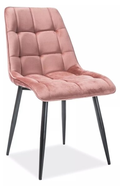 Signal CHIC VELVET jedálenská stolička, ČIERNY RÁM/ANTIC RUŽOVÁ BLUVEL 52