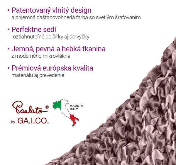 Bielastické poťahy GRAFITI NOVÉ gaštanovo hnedé rohová sedačka (š. 350 - 530 cm)
