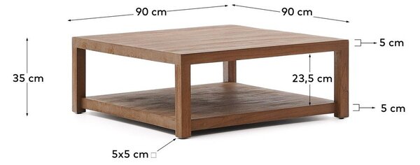 Konferenčný stolík z tíkového dreva v prírodnej farbe 90x90 cm Sashi – Kave Home