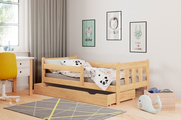 MAXMAX Detská posteľ z masívu so zásuvkami MARIE 160x80 cm - prírodná
