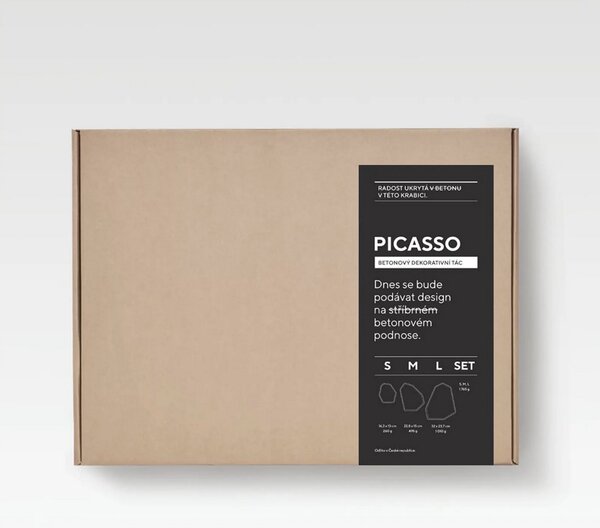 ODLITO Betónový tác Picasso – grafit (čierna) – veľkosť L