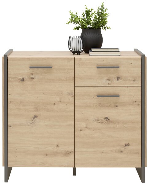 KOMODA, sivá, farba duba, 97,1/86,01/41,3 cm Hom`in - Komody