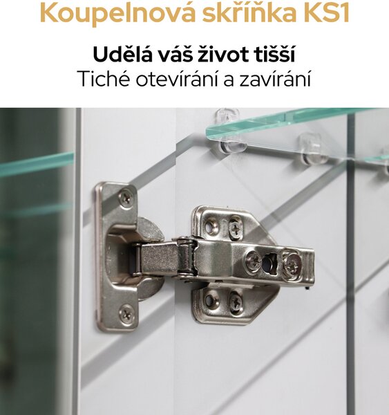 Bezdoteku Kúpeľňová skrinka jednodverová so zrkadlom a LED osvetlením KS1