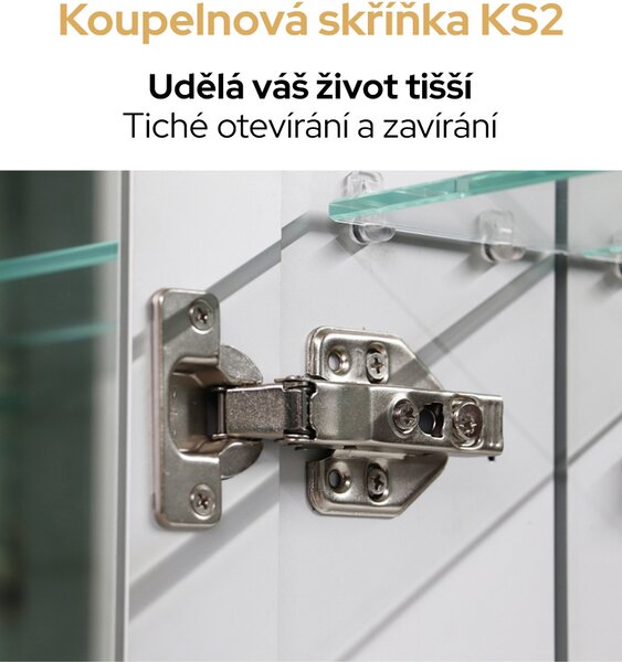 Bezdoteku Kúpeľňová skrinka dvojdverová so zrkadlom a LED osvetlením KS2