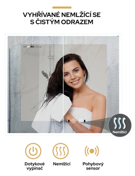 Bezdoteku Kúpeľňová skrinka dvojdverová so zrkadlom a LED osvetlením KS2