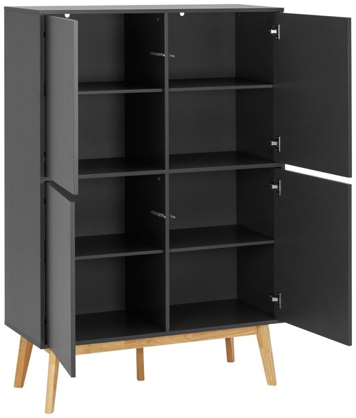 VYSOKÁ KOMODA, kaučukové drevo, sivá, prírodná farba, 100/149/40 cm MID.YOU - Skrine, Online Only