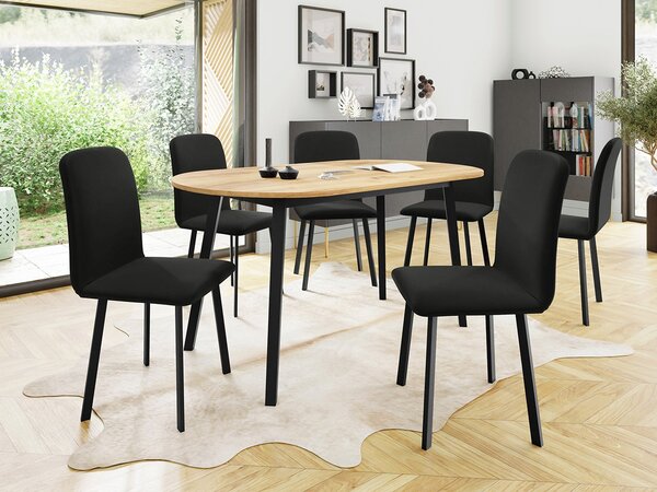 Mirjan24 Jedálensky set Zerimo S 150x80 so 6 stoličkami Lekoz, Farby:: Amor Velvet 4321, Farby:: biela / čierna 5903211306716