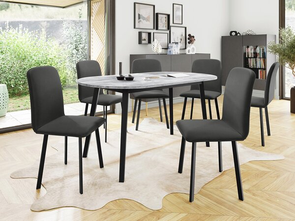 Mirjan24 Jedálensky set Zerimo S 150x80 so 6 stoličkami Lekoz, Farby:: Amor Velvet 4321, Farby:: biela / čierna 5903211306716