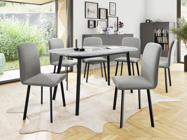 Mirjan24 Jedálensky set Zerimo S 150x80 so 6 stoličkami Lekoz, Farby:: Amor Velvet 4321, Farby:: biela / čierna 5903211306716