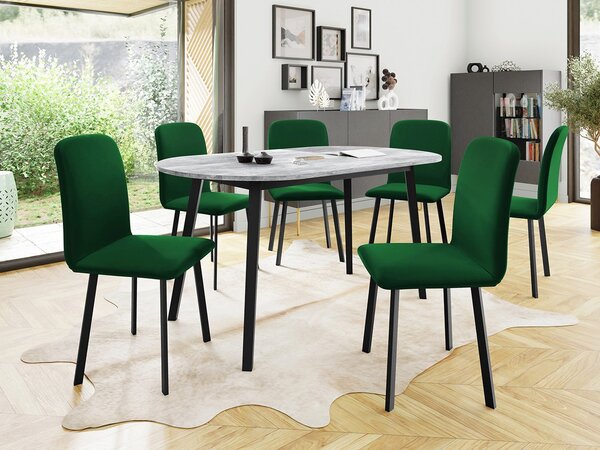 Mirjan24 Jedálensky set Zerimo S 150x80 so 6 stoličkami Lekoz, Farby:: Amor Velvet 4321, Farby:: biela / čierna 5903211306716