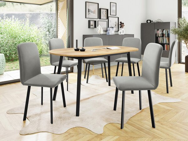 Mirjan24 Jedálensky set Zerimo S 150x80 so 6 stoličkami Lekoz, Farby:: Amor Velvet 4321, Farby:: biela / čierna 5903211306716