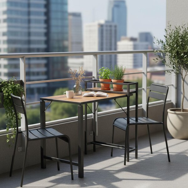STÔL NA BALKÓN, drevo, kov, 55/75/73 cm Gardenson - Online Only záhrada, Online Only