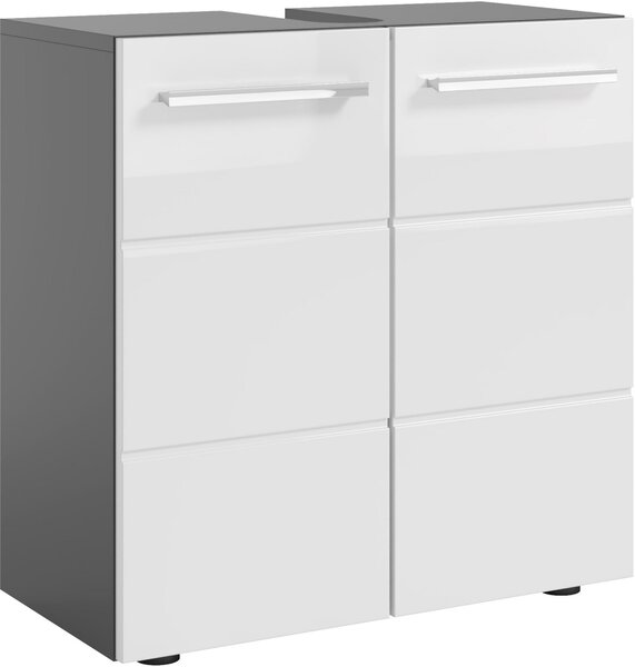 SKRINKA POD UMÝVADLO, biela s vysokým leskom, antracitová, 60/62/31 cm Xora - Kúpeľňové skrinky, Online Only
