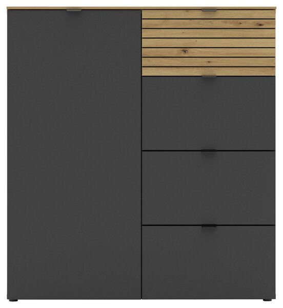 KOMODA, grafitová, dub artisan, 90/99/41 cm Voleo - Komody, Online Only