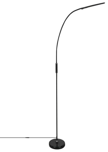 Stojaca LED lampa čierna kovová syntetický materiál stmievač diaľkové ovládanie moderné industriálne osvetlenie kancelária