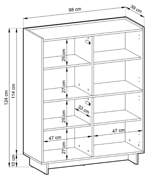 VYSOKÁ KOMODA IMPERIAL 4D KARAMELOVÝ DUB 98 cm