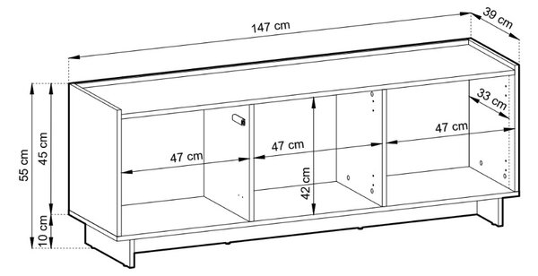 TV STOLÍK IMPERIAL KARAMELOVÝ DUB 147 cm