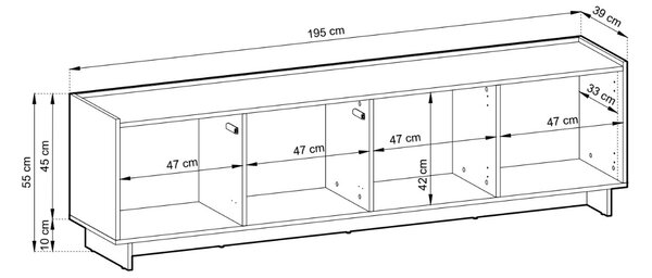 TV STOLÍK IMPERIAL KARAMELOVÝ DUB 195 cm