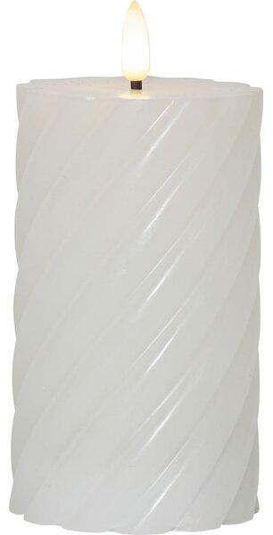 Biela vosková LED sviečka Star Trading Flamme Swirl, výška 15 cm