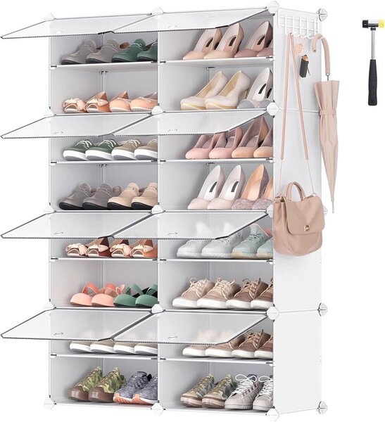 REGÁL NA TOPÁNKY, biela, 83/125/32 cm - Online Only drobný nábytok, Online Only