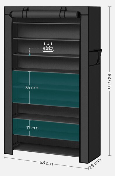 REGÁL NA TOPÁNKY, čierna, 88/160/28 cm Boxxx - Online Only drobný nábytok, Online Only