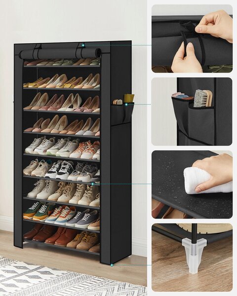 REGÁL NA TOPÁNKY, čierna, 88/160/28 cm Boxxx - Online Only drobný nábytok, Online Only