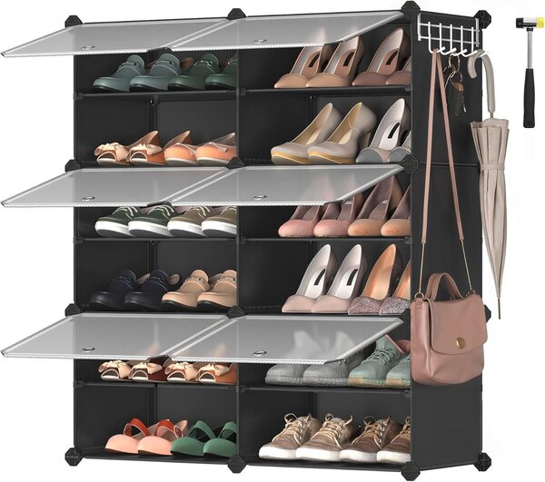 REGÁL NA TOPÁNKY, čierna, biela, 82/92/32 cm - Online Only drobný nábytok, Online Only