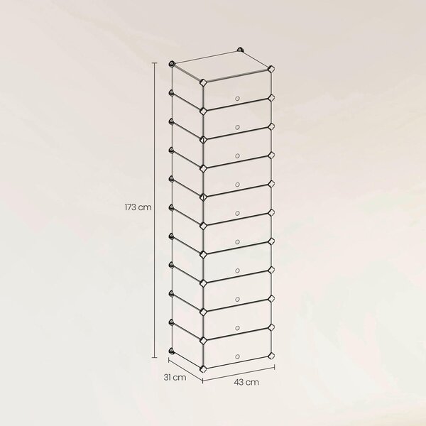 REGÁL NA TOPÁNKY, čierna, biela, 43/173/31 cm - Online Only drobný nábytok, Online Only