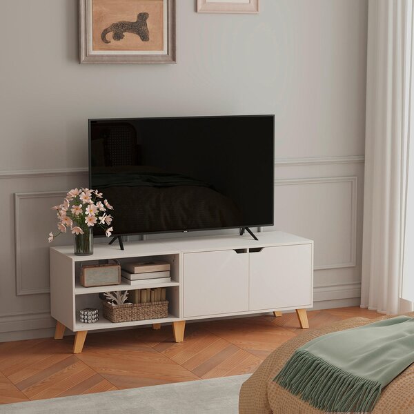 TV DIEL, biela, svetlohnedá, 140/45/40 cm MID.YOU - Online Only drobný nábytok, Online Only