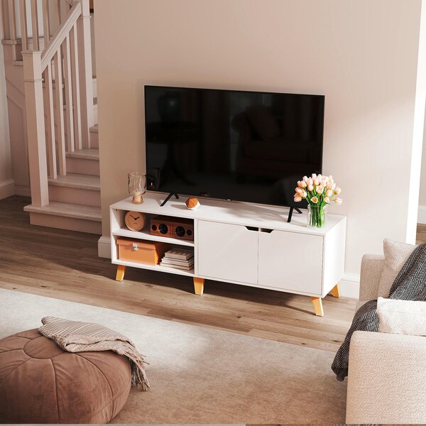 TV DIEL, biela, svetlohnedá, 140/45/40 cm MID.YOU - Online Only drobný nábytok, Online Only