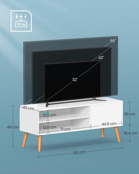 SKRINKA POD TV, biela, svetlohnedá, 120/49/40 cm MID.YOU - Online Only drobný nábytok, Online Only