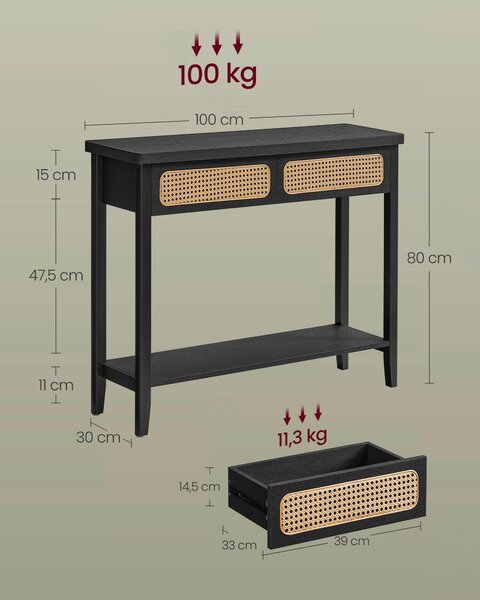 KONZOLA, hnedá, čierna, kompozitné drevo, 100/80/30 cm MID.YOU - Online Only obývacie izby, Online Only