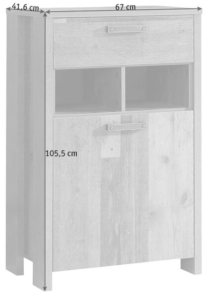 SKRINKA NA TOPÁNKY, hnedá, tmavosivá, 67/108,1/41,6 cm Carryhome - Skrine, regály & police na topánky