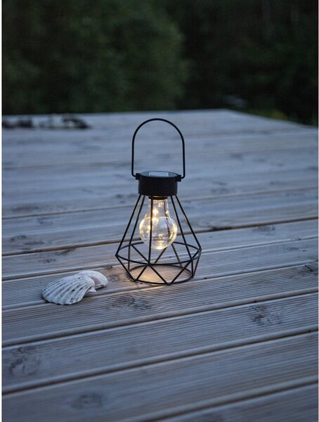 Čierny LED lampáš Star Trading Eddy, výška 15,5 cm