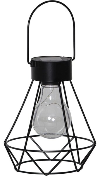 Čierny LED lampáš Star Trading Eddy, výška 15,5 cm