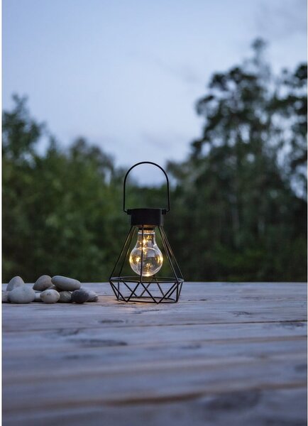 Čierny LED lampáš Star Trading Eddy, výška 15,5 cm