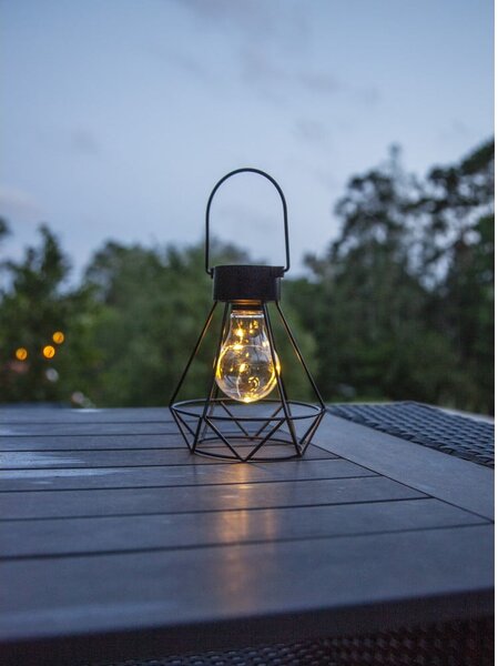 Čierny LED lampáš Star Trading Eddy, výška 15,5 cm
