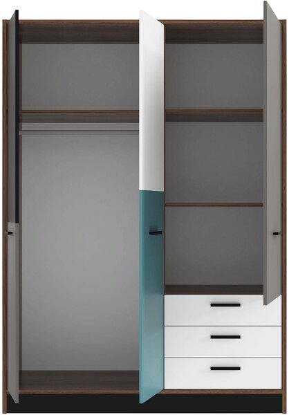 ŠATNÍKOVÁ SKRIŇA, sivá, zelená, čierna, biela, farba duba, 144/200/60 cm Carryhome - Skrine