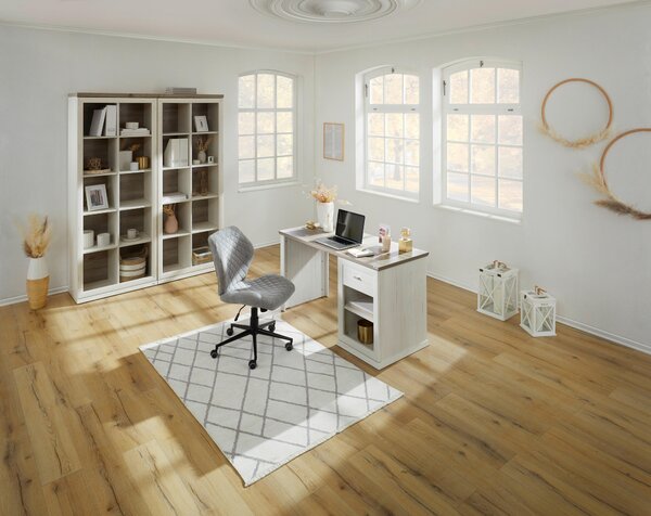 PÍSACÍ STÔL, sivá, biela, 135/59/76 cm Hom`in - Kancelárske stoly