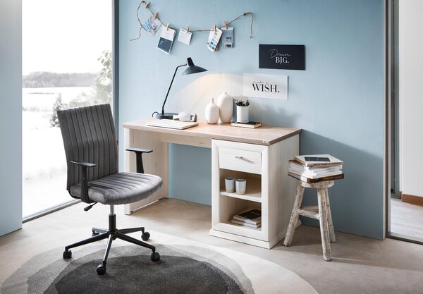 PÍSACÍ STÔL, sivá, biela, 135/59/76 cm Hom`in - Kancelárske stoly