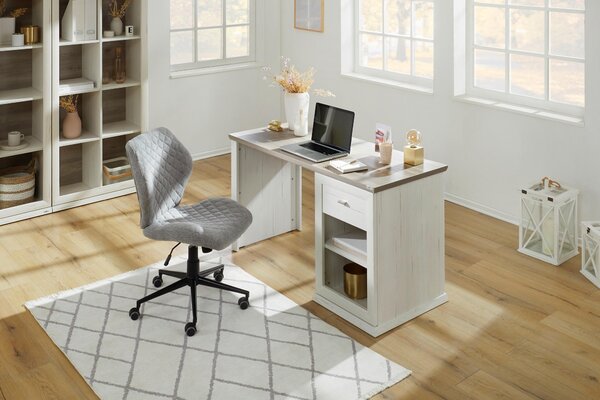 PÍSACÍ STÔL, sivá, biela, 135/59/76 cm Hom`in - Kancelárske stoly