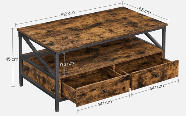 KONFERENČNÝ STOLÍK, čierna, tmavohnedá, kov, kompozitné drevo, 100/45/55 cm MID.YOU - Stolíky do obývačky, Online Only