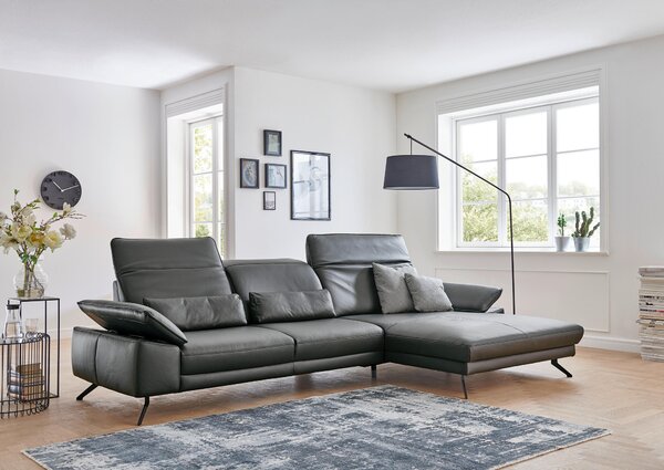 ROHOVÁ SEDAČKA, koža, antracitová Dieter Knoll - Sedačky