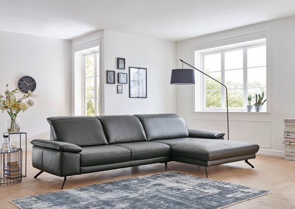 ROHOVÁ SEDAČKA, koža, antracitová Dieter Knoll - Sedačky