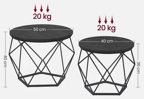 SADA KONFERENČNÝCH STOLÍKOV, čierna, kov, kompozitné drevo, 50/50/40,6 cm MID.YOU - Stolíky do obývačky, Online Only