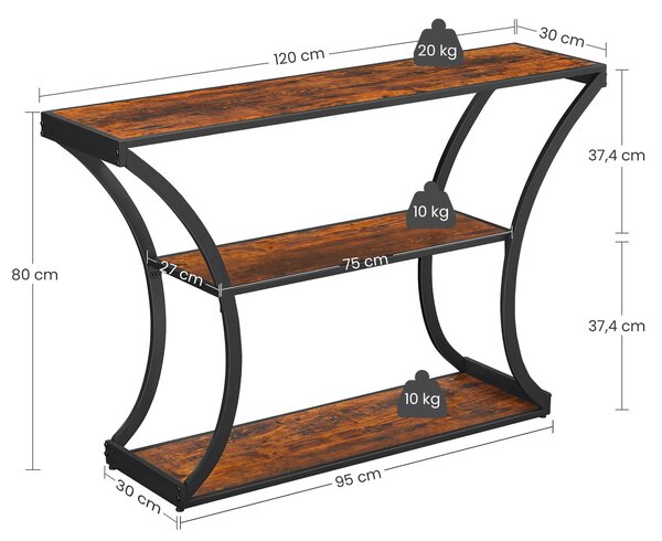 KONZOLOVÝ STOLÍK, hnedá, čierna, drevo, kov, 120/30/80 cm Boxxx - Online Only obývacie izby, Online Only