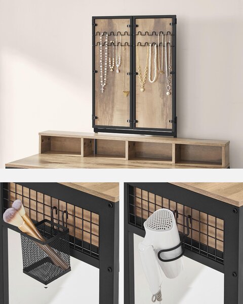 TOALETNÝ STOLÍK, čierna, farba duba, 90/40/141 cm Boxxx - Online Only drobný nábytok, Online Only