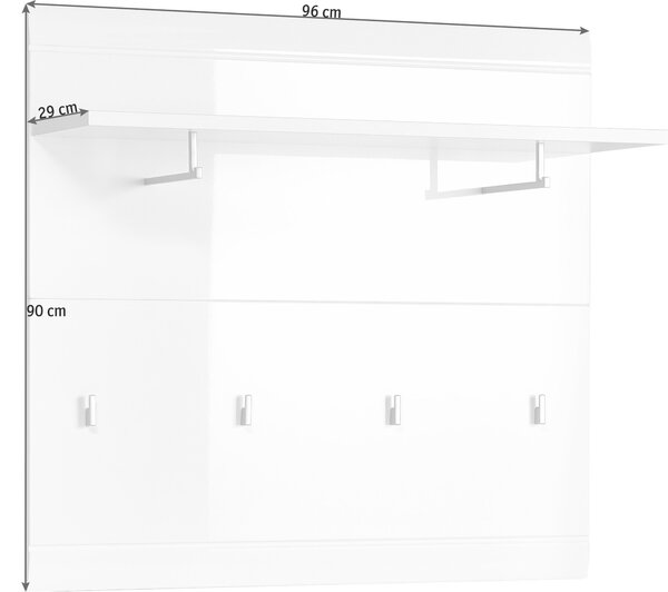VEŠIAKOVÝ PANEL, biela, 95,9/90/30 cm Xora - Vešiakové steny