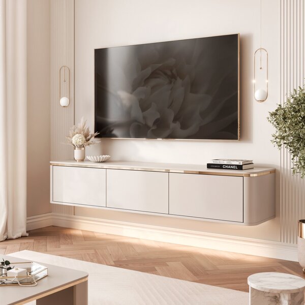 ZÁVESNÝ TV STOLÍK MODENA KAŠMÍR HLADKÝ LED 165 cm