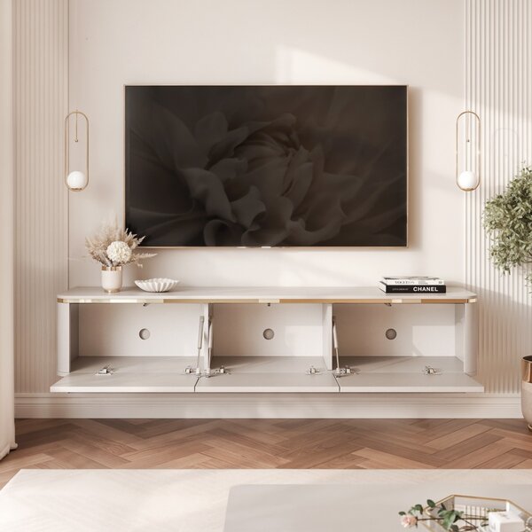 ZÁVESNÝ TV STOLÍK MODENA KAŠMÍR HLADKÝ LED 165 cm